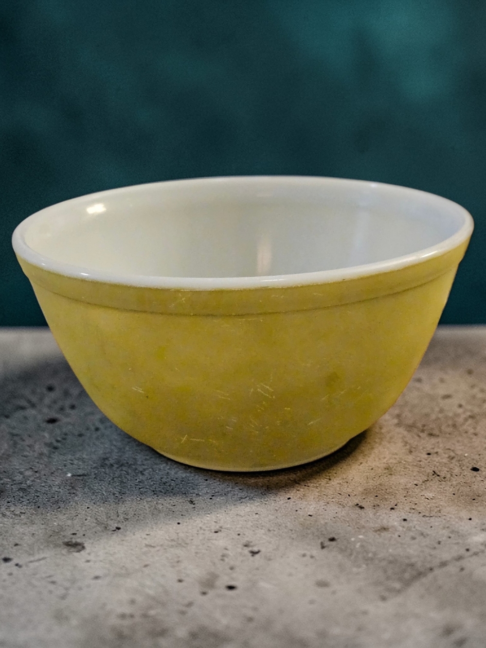 Pyrex Chartruse Mixing Bowl with White Interior